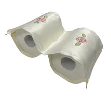 Load image into Gallery viewer, Rose Embroidered Fabric Toilet Roll Holder