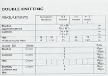 Load image into Gallery viewer, Double Knitting Pattern - Baby Banket, Cushion &amp; Hat In Cream (UKHKA 140)